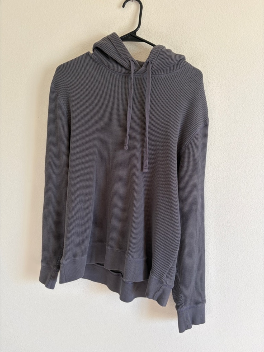 Everlane 100% Cotton Women's Charcoal Gray Waffle-Knit Hooded Pullover